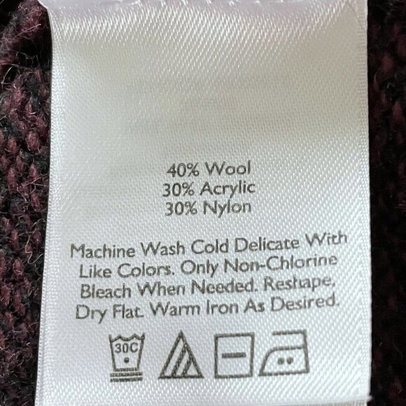 Eddie Bauer Men's Sz L Burgundy Wool Blend Shawl Neck Pullover Sweater - Picture 6 of 7